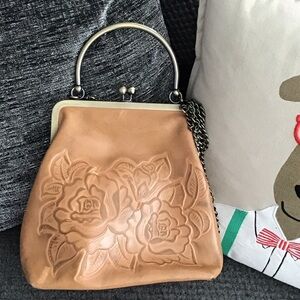 Patricia Nash Tan Crossbody Bag with Floral Design